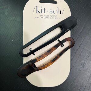 Kitsch Flat Lay Claw Clip 2pc Curved- Black & Tort
